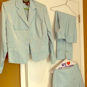 Blue Cotton Pant suit with skirt